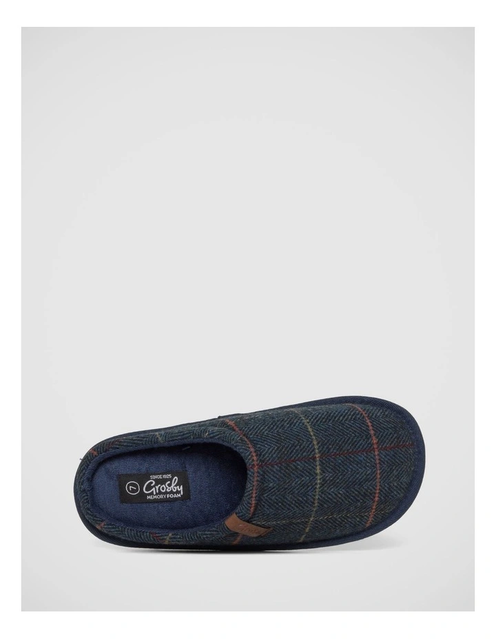 Louis Ii Slippers In Navy Check image 4