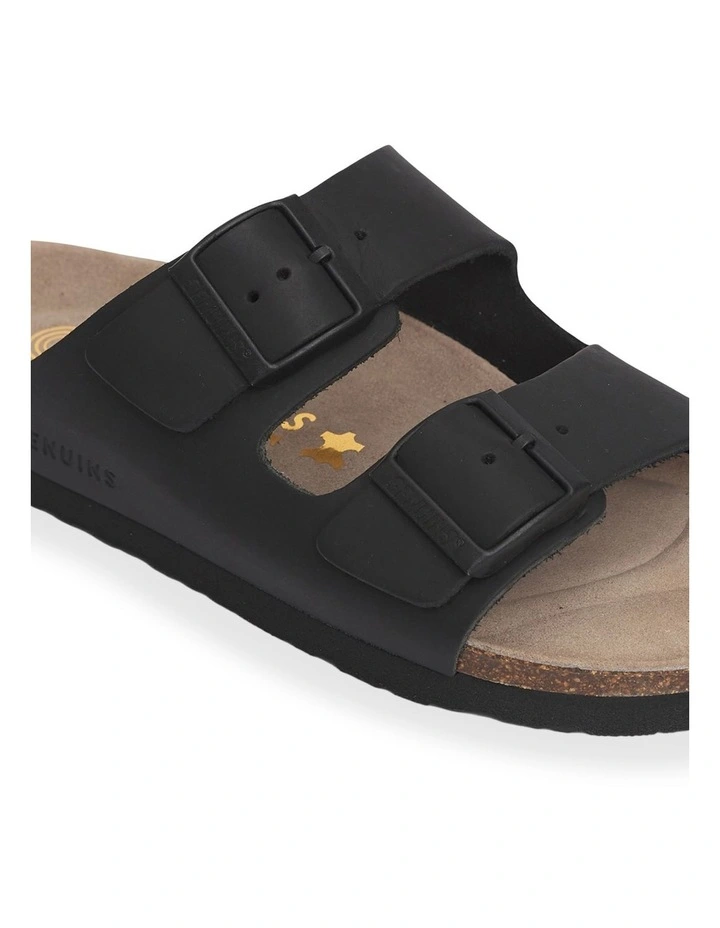 Hawaii Oiled Leather Slides in Black image 4
