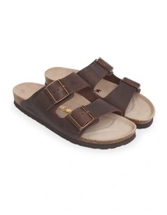 Hawaii Oiled Leather Slides in Brown