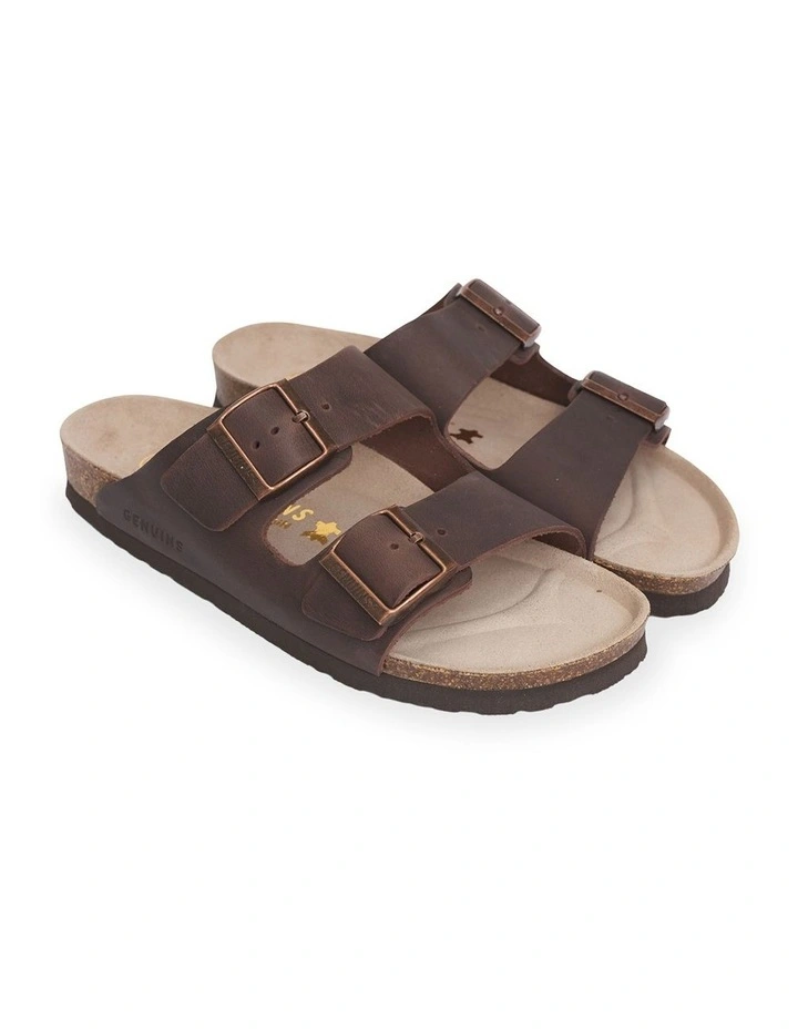 Hawaii Oiled Leather Slides in Brown image 1