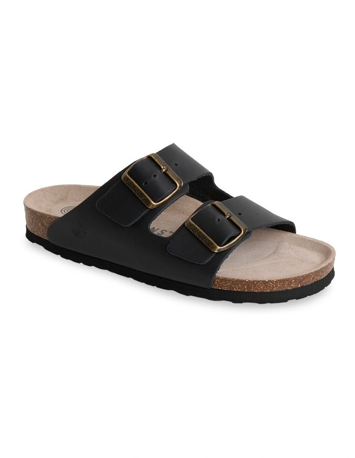 Hawaii Oiled Leather Slides in Black image 1