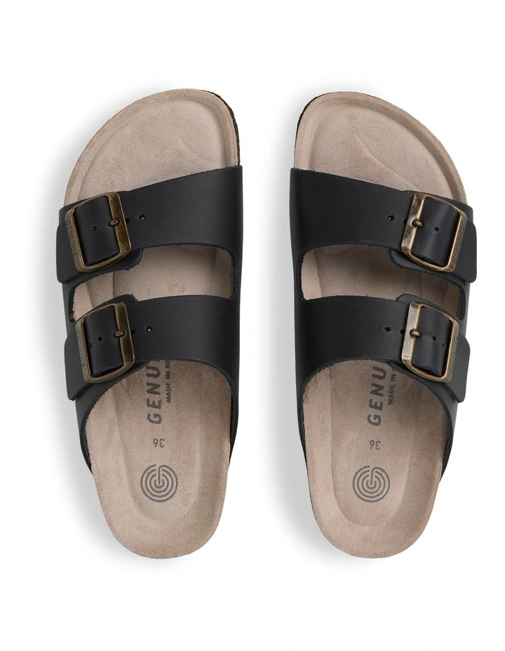 Hawaii Oiled Leather Slides in Black image 2