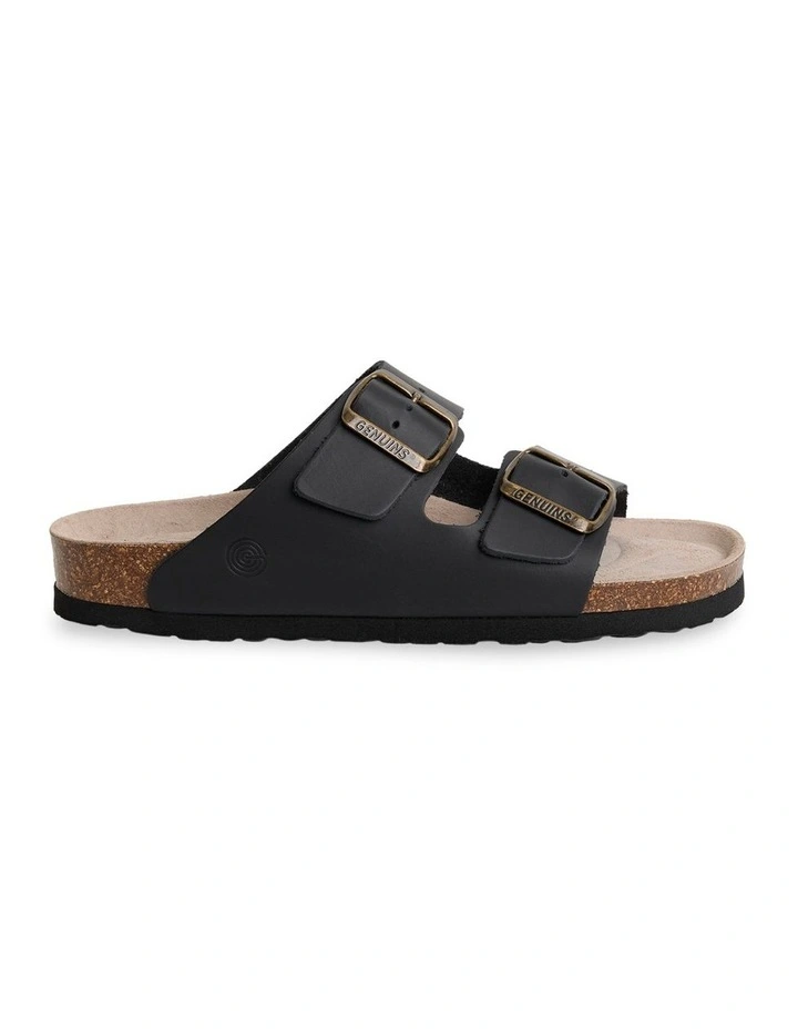 Hawaii Oiled Leather Slides in Black image 3