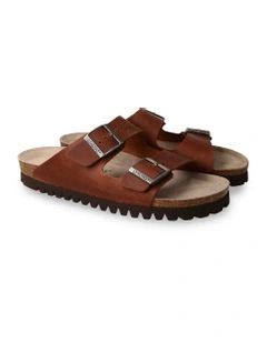 Hawaii Oiled Leather Slides in Brown