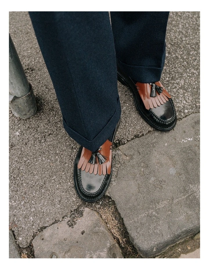 Hargreaves Tassel Loafers in Black/Tan image 2