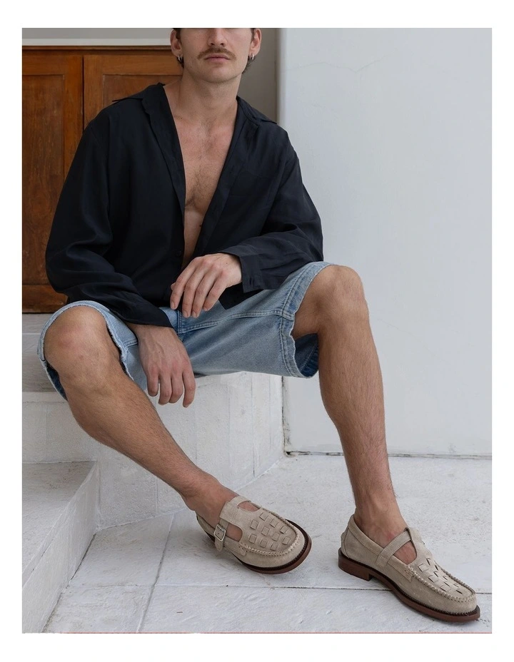 Fleet Suede T- Bar Loafers in Taupe image 2