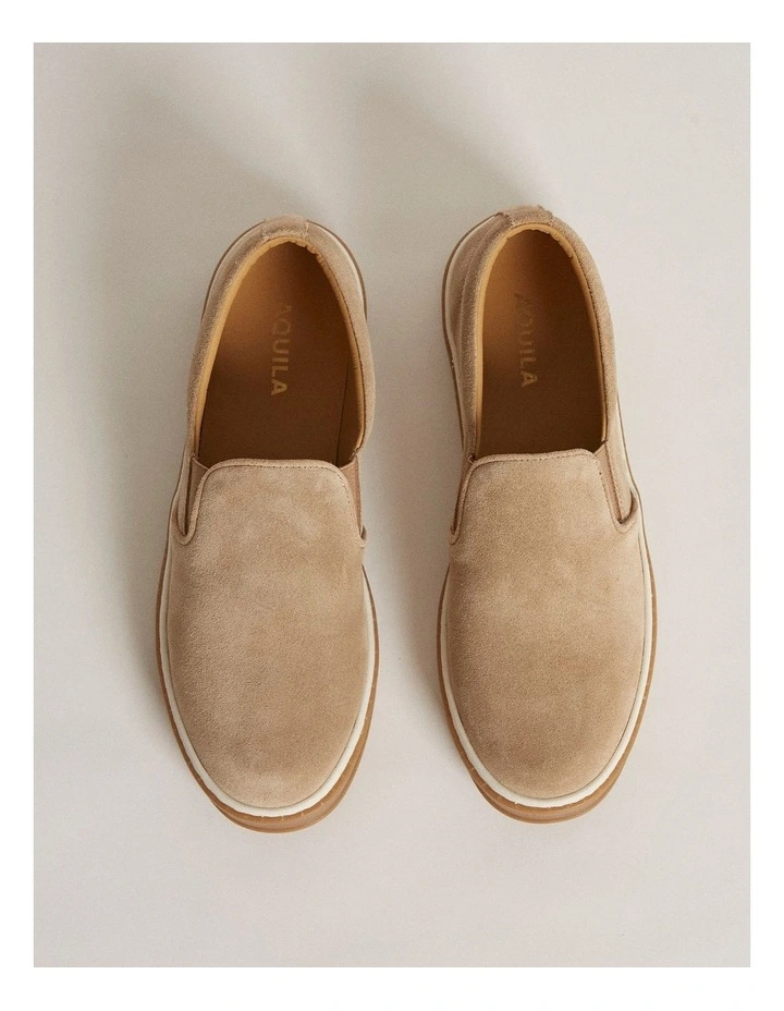 Deuce Suede Slip-On Shoes in Cream image 2