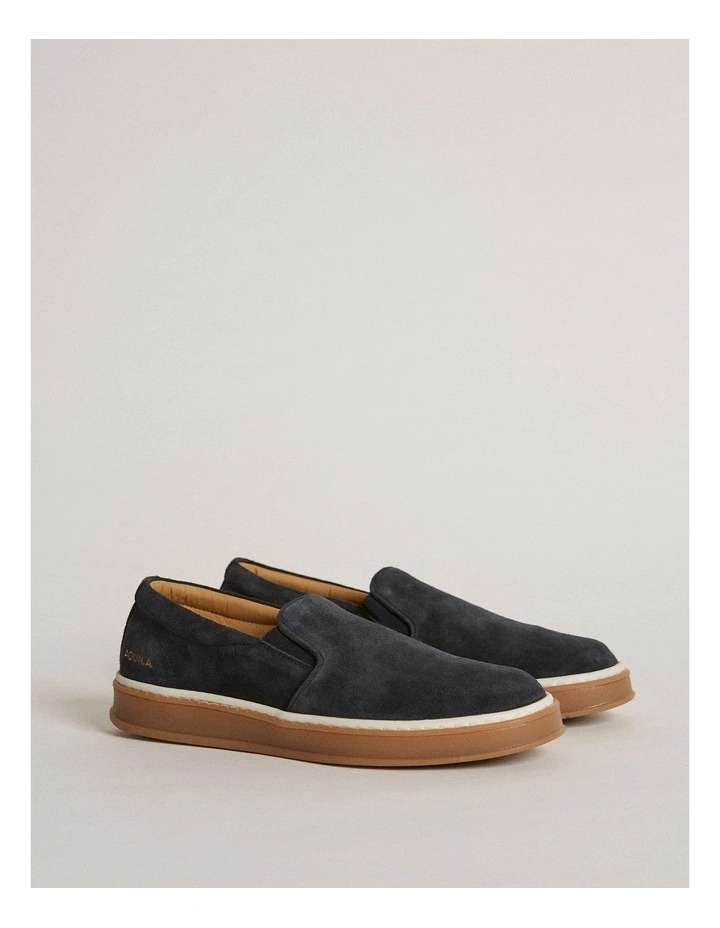 Deuce Suede Slip-On Shoes in Navy image 2
