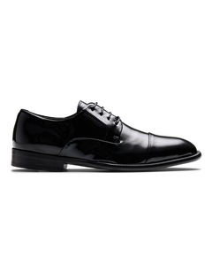 Grantham Derby Shoes in Patent Black