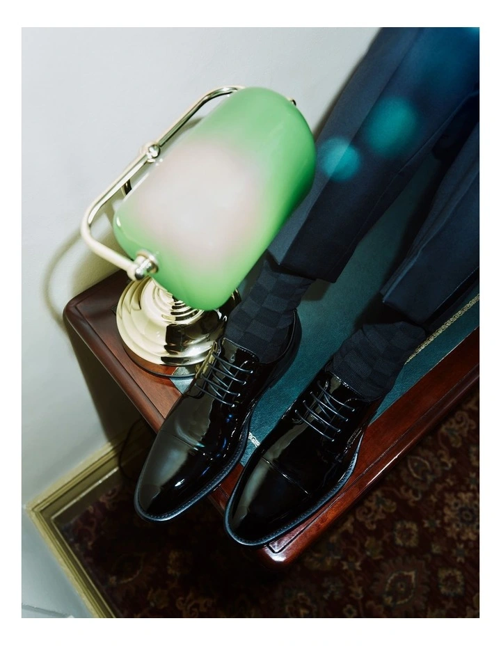 Grantham Derby Shoes in Patent Black image 2