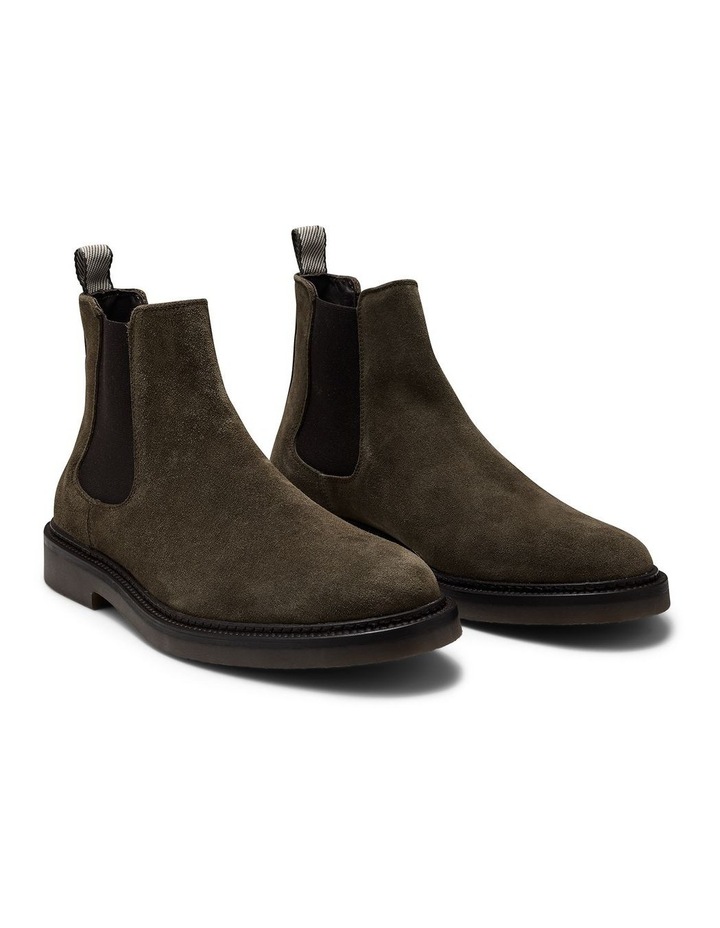 Steele Suede Chelsea Boots in Olive image 3