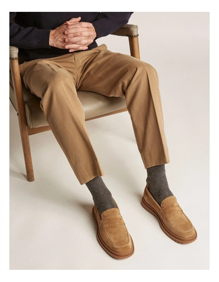 Radar Suede Penny Loafers in Caramel image 2