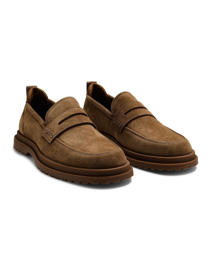 Radar Suede Penny Loafers in Caramel image 3