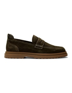 Radar Suede Penny Loafers in Olive