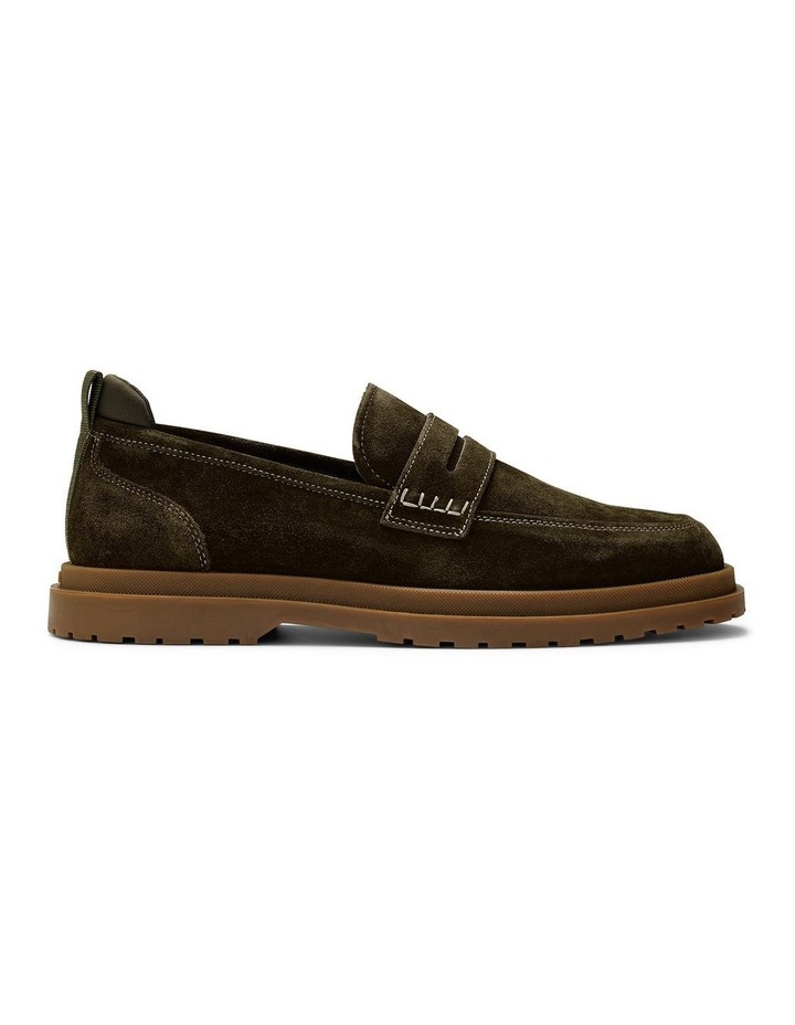 Radar Suede Penny Loafers in Olive image 1
