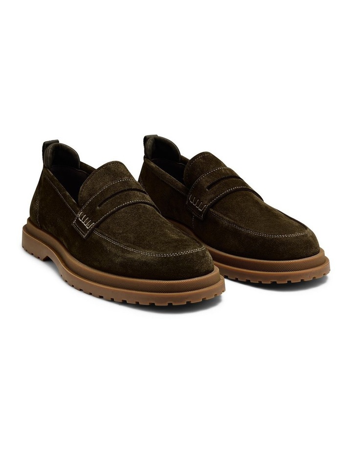 Radar Suede Penny Loafers in Olive image 3