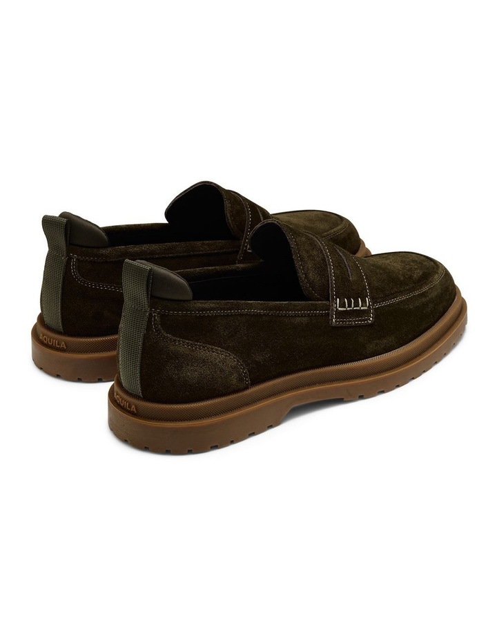Radar Suede Penny Loafers in Olive image 4