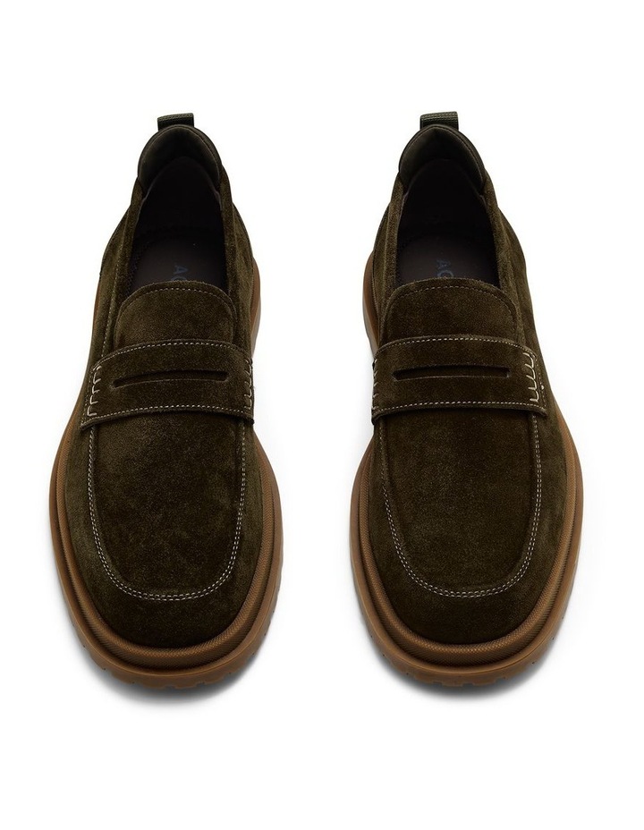 Radar Suede Penny Loafers in Olive image 5