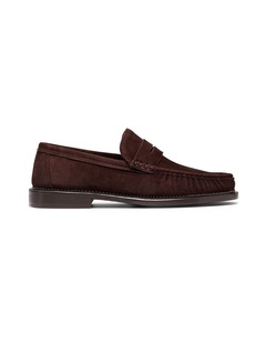 Ringo Suede Penny Loafers in Chocolate