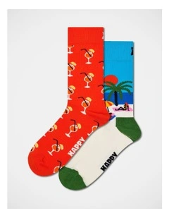 Beach Life Sock Gift Set 2 Pack in Green