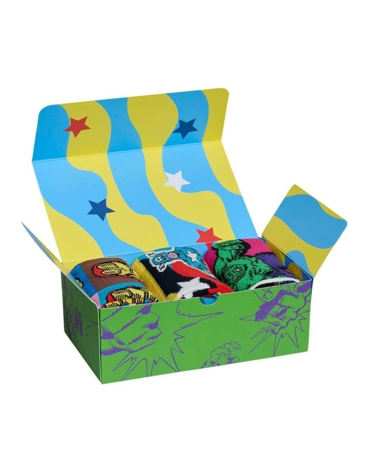 Marvel Avengers Sock Gift Set Pack Of 3 in Green image 2