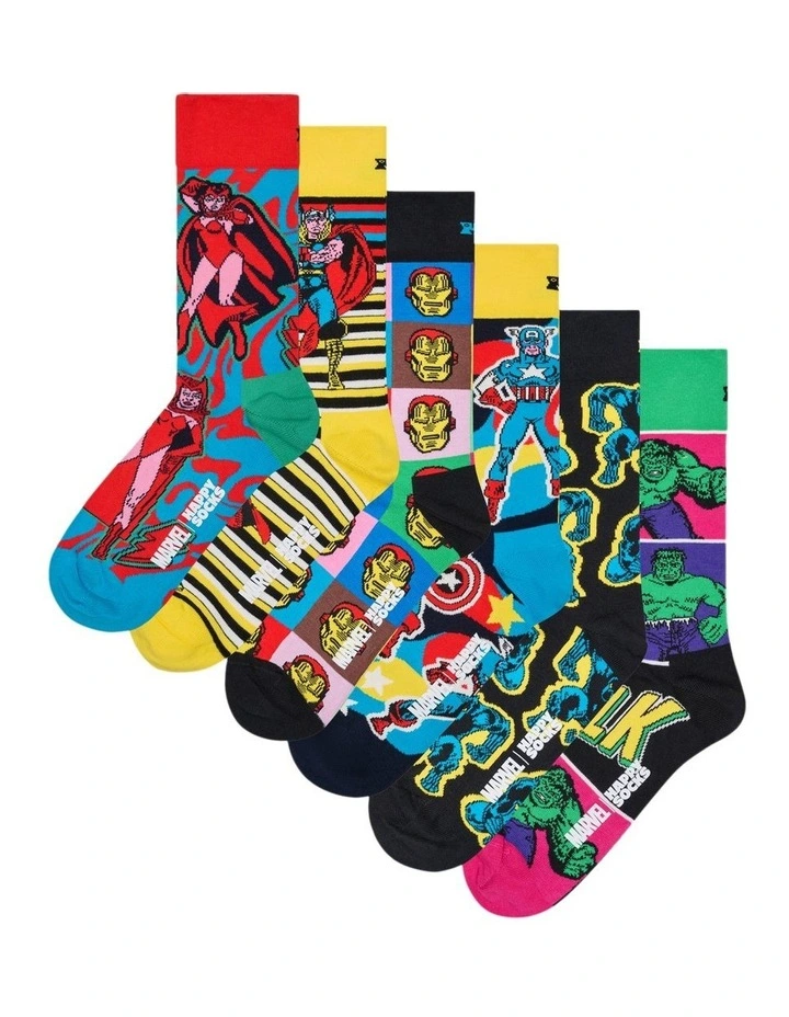 Marvel Avengers Sock Gift Set Pack Of 6 in Black image 1