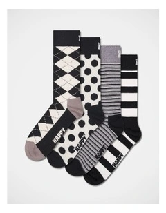 Gift Set Socks 4 Pack in Black And White