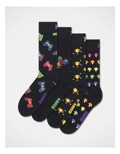 Gamer Gift Set Socks 4-Pack in Black