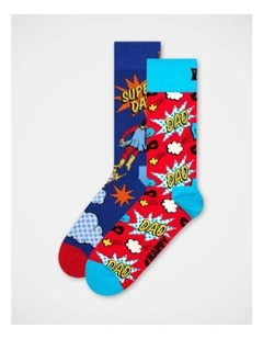 Super Dad Giftset Socks 2-Pack in Blue