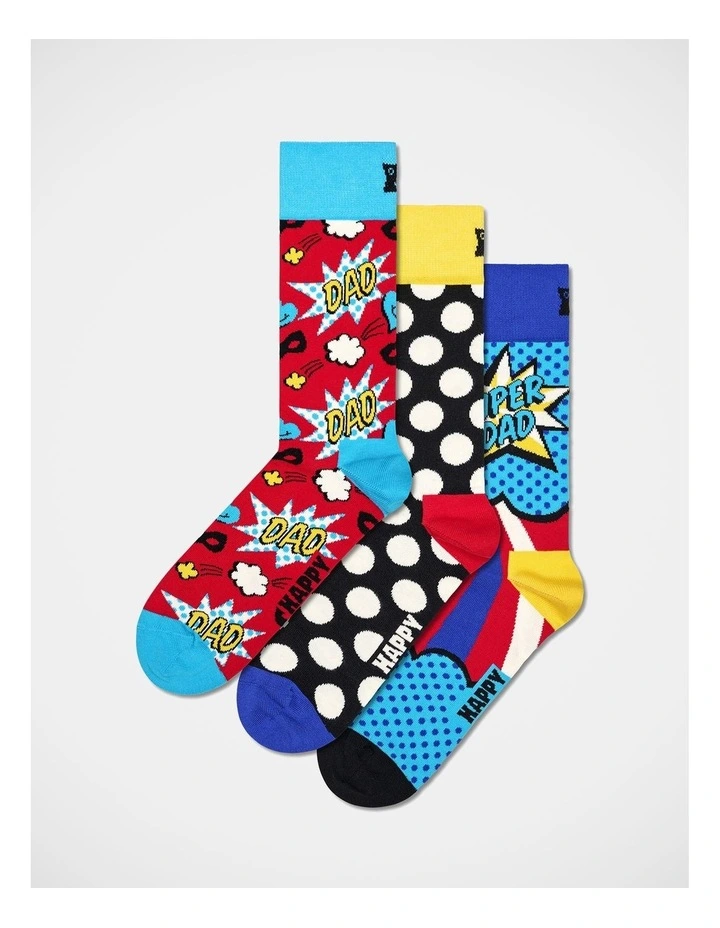 Super Dad Giftset Socks 3-Pack in Red image 1