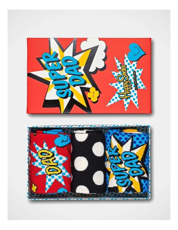 Super Dad Giftset Socks 3-Pack in Red image 5