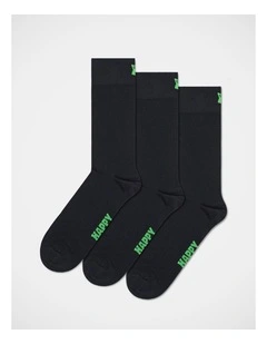 Solid Socks in Black 3-Pack