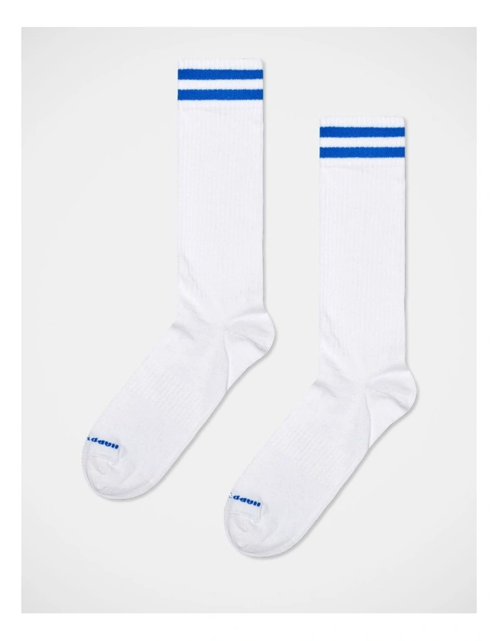 3-Pack Solid Sneaker Socks in White, Red, and Blue image 2
