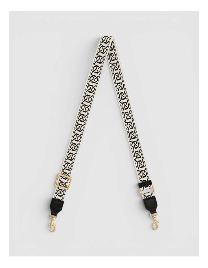 Logo Narrow Webbing Strap in Black/Natural image 1