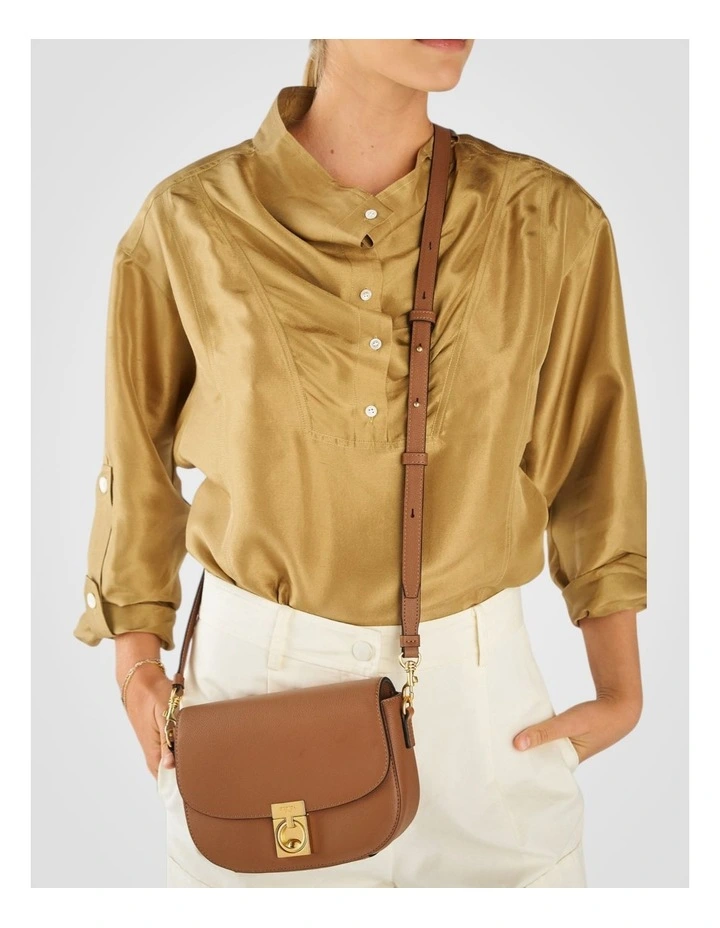 Yvonne Small Saddle Bag in Tan image 5