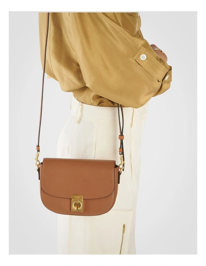 Yvonne Small Saddle Bag in Tan image 6