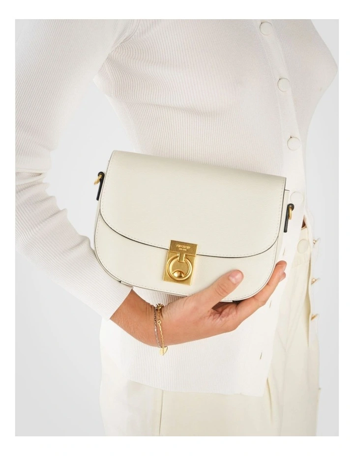 Yvonne Small Saddle Bag in Cream image 4