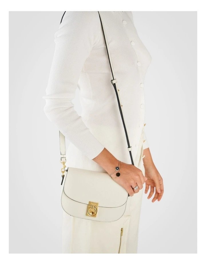 Yvonne Small Saddle Bag in Cream image 5