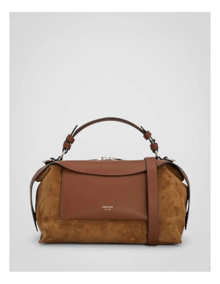 Mica Suede Mini Bowler Bag in Teak image 1