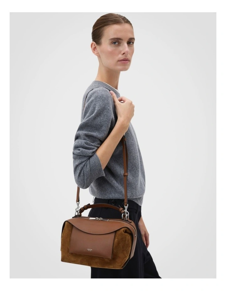 Mica Suede Mini Bowler Bag in Teak image 4