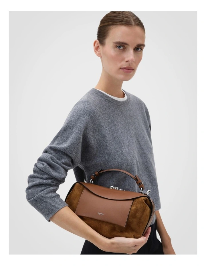 Mica Suede Mini Bowler Bag in Teak image 5