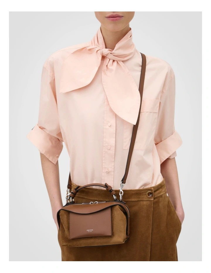 Mica Suede Mini Bowler Bag in Teak image 6