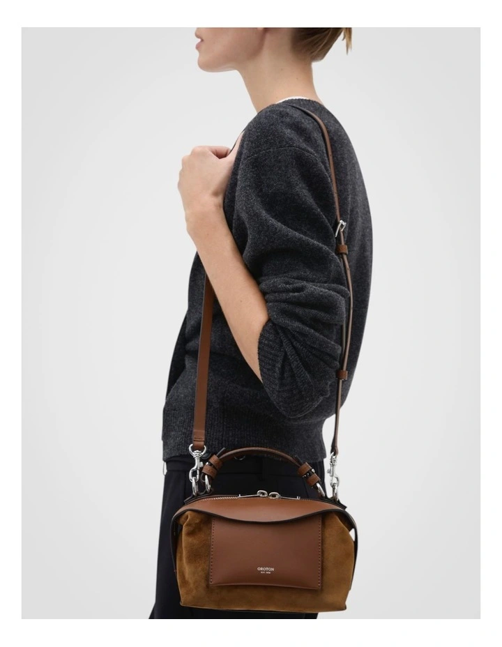 Mica Suede Bowler Bag in Teak image 4