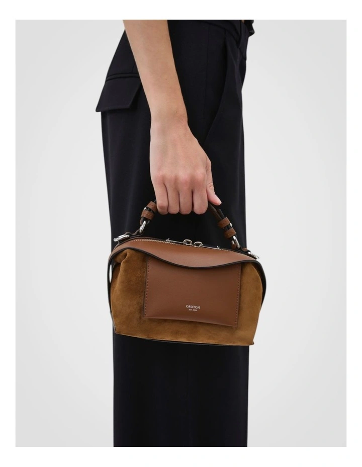 Mica Suede Bowler Bag in Teak image 5