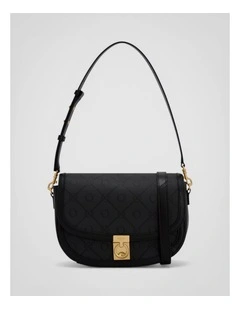 Yvonne Signature Medium Saddle Bag in Black