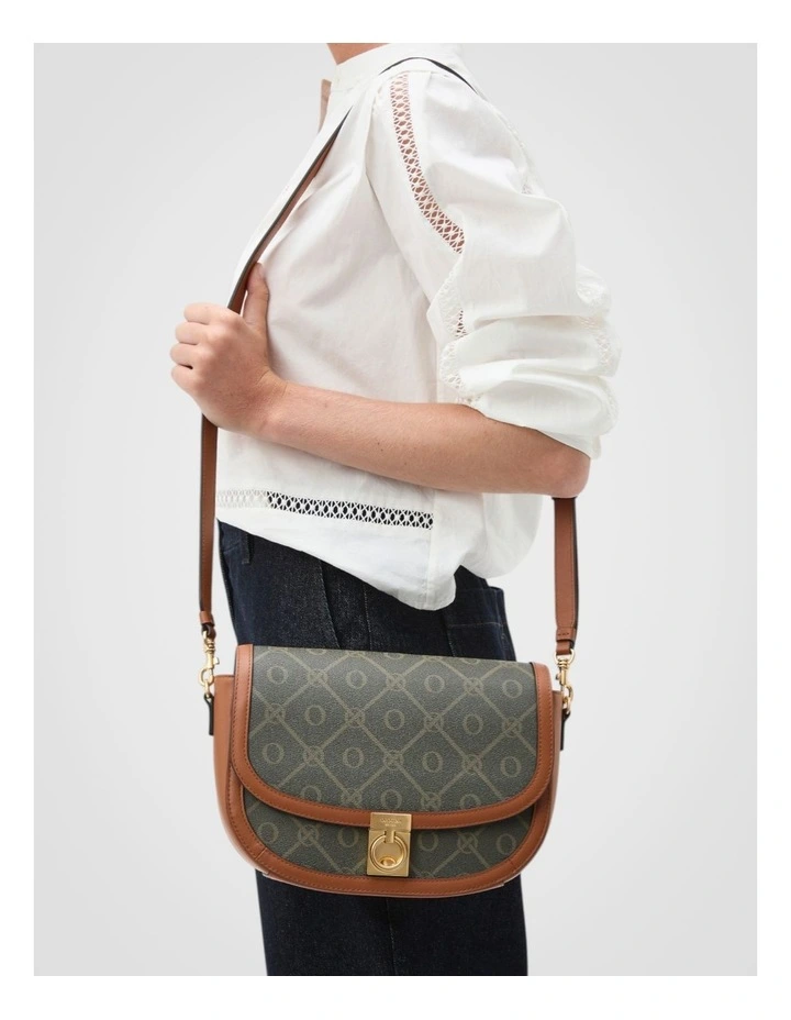 Yvonne Signature Medium Saddle Bag in Cognac image 4