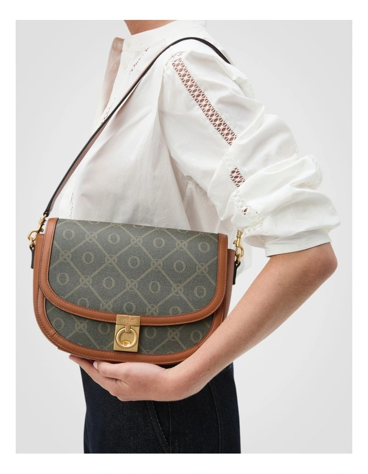 Yvonne Signature Medium Saddle Bag in Cognac image 5