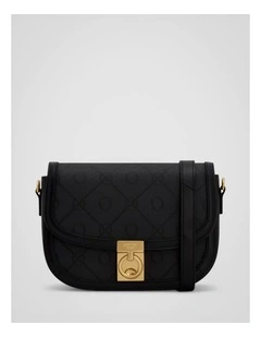 Yvonne Signature Small Saddle Bag in Black