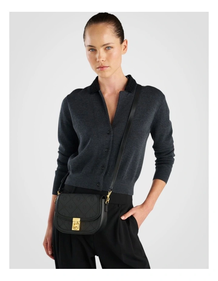 Yvonne Signature Small Saddle Bag in Black image 4