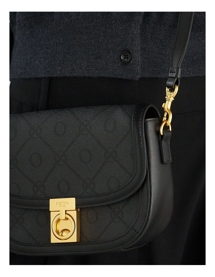 Yvonne Signature Small Saddle Bag in Black image 6